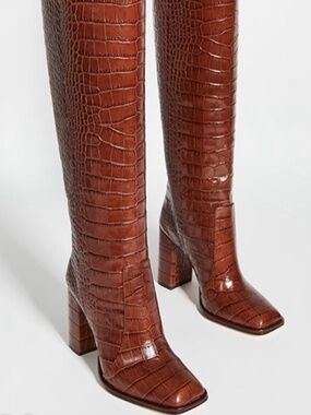 Paris Texas Moc Croco Square Toe Boots